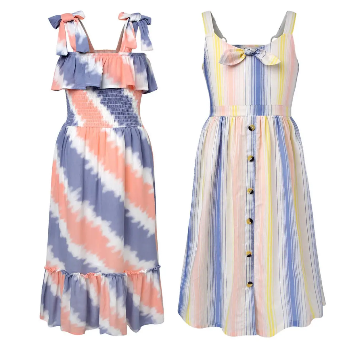 Jessica Simpson Girls Youth Ruched Bodice Ruffle Trim Dress 1