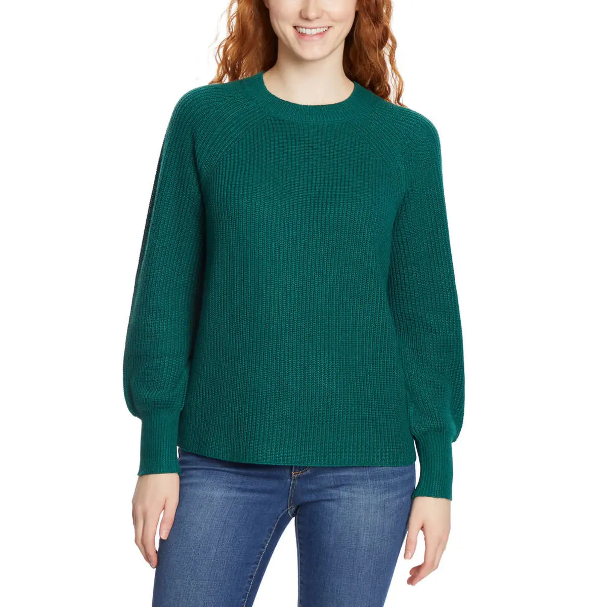 Jessica Simpson Women's Bell Sleeve Soft Rib Knit Top Relaxed Fit Sweater 1