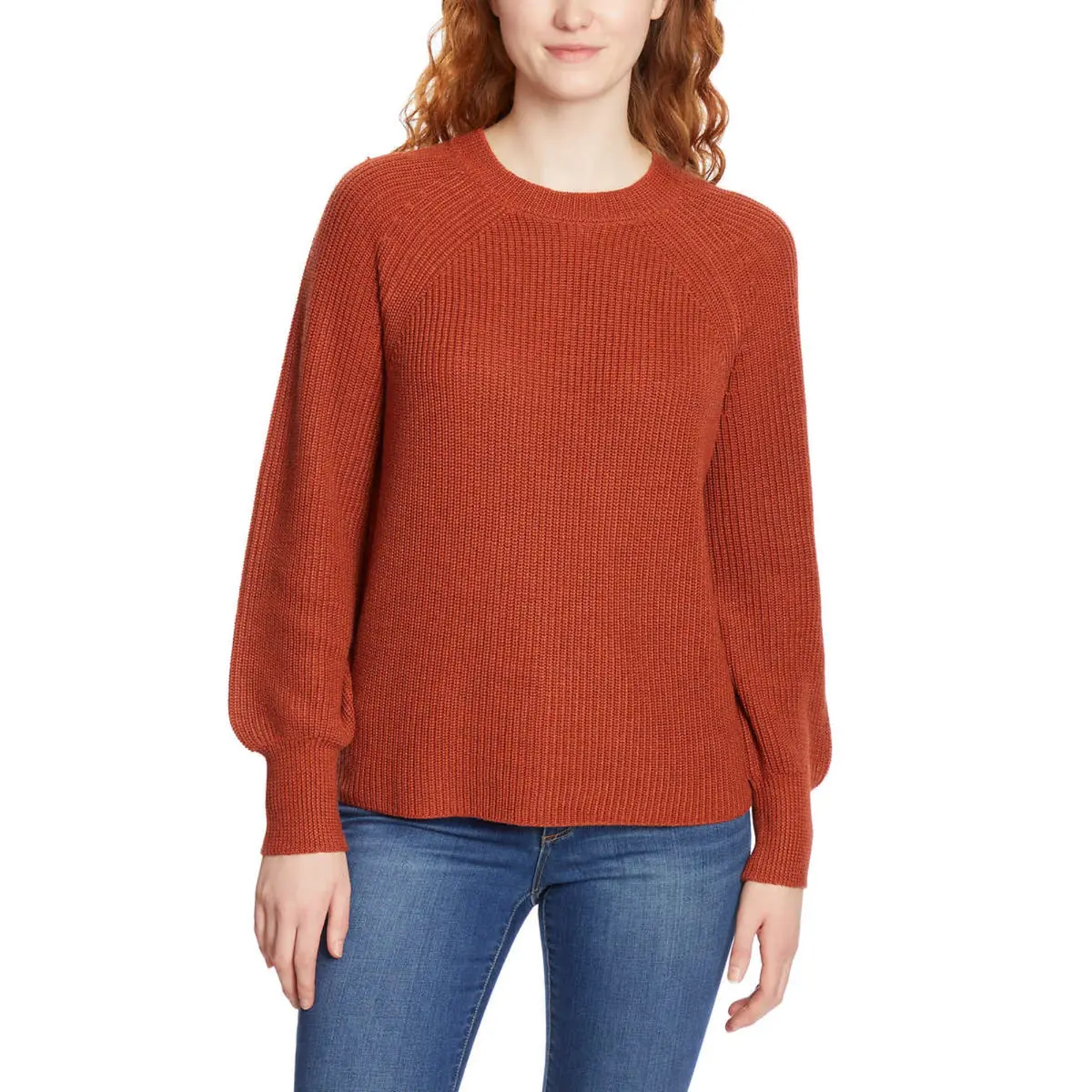 Jessica Simpson Women's Bell Sleeve Soft Rib Knit Top Relaxed Fit Sweater 1