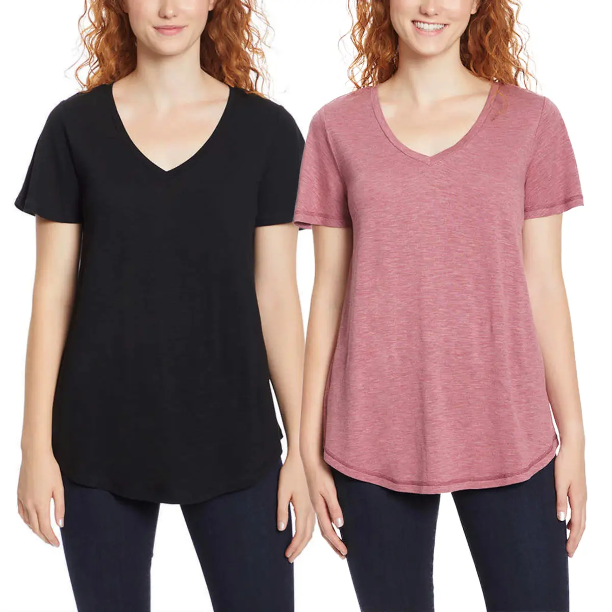 Jessica Simpson Women's Flutter Sleeve Tee Relaxed Fit V-Neck T-Shirt 1