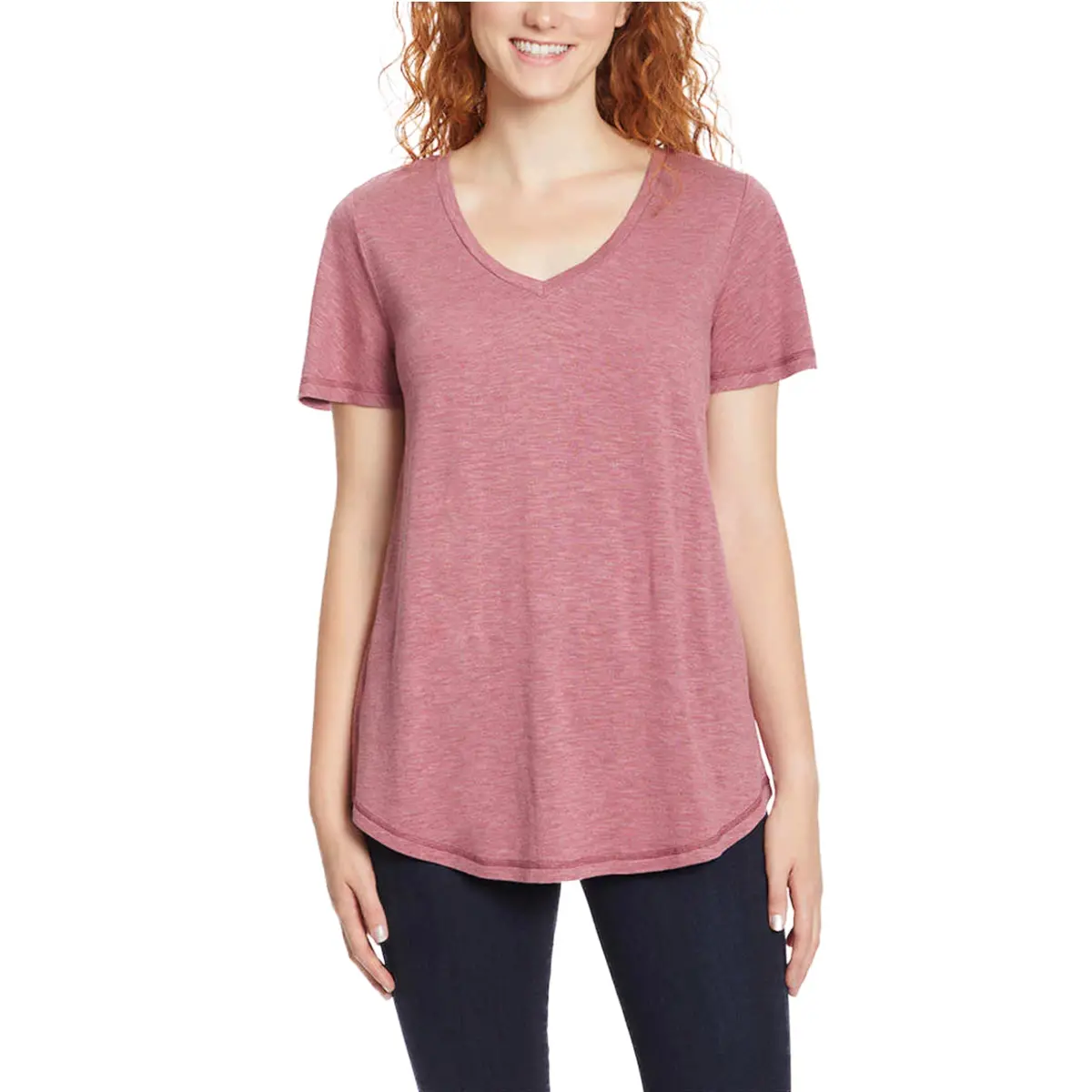 Jessica Simpson Women's Flutter Sleeve Tee Relaxed Fit V-Neck T-Shirt 1