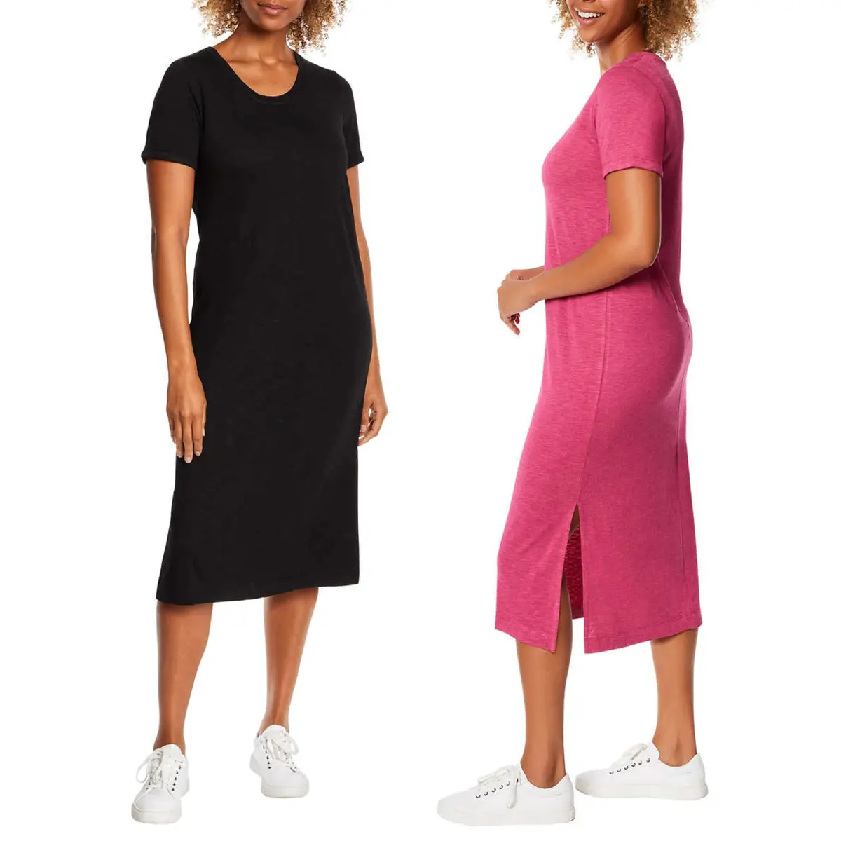 Jessica Simpson Women's Soft Jersey Side Slits T-Shirt Midi Dress 1