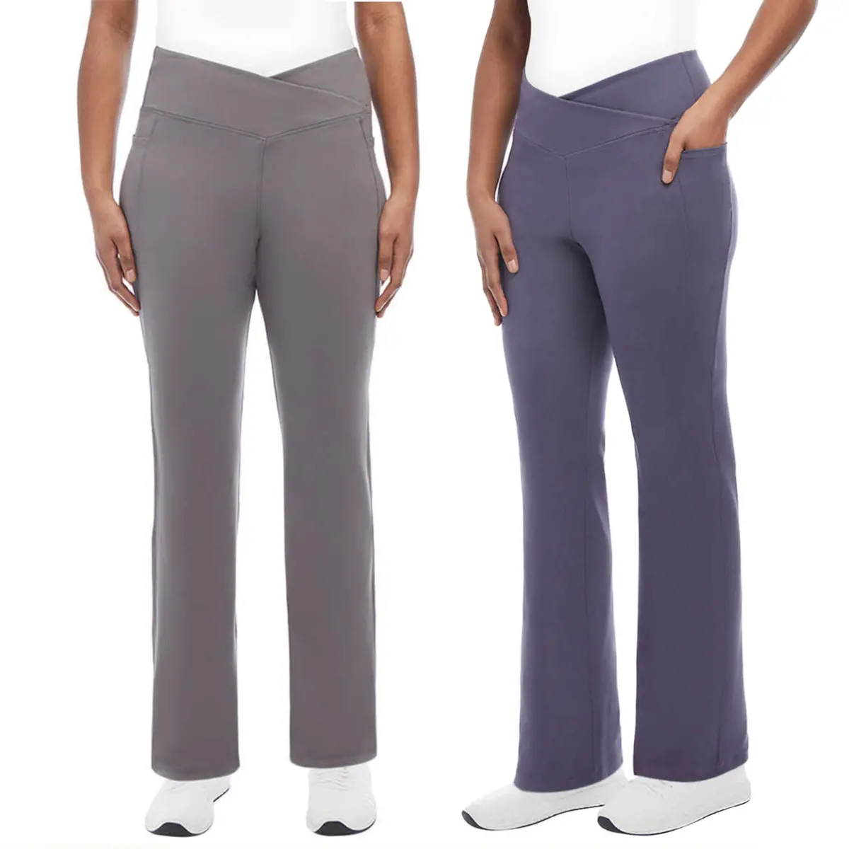 Jockey Women's High Waist Moisture Wicking Side Pockets Cross Waist Yoga Active Pants 1