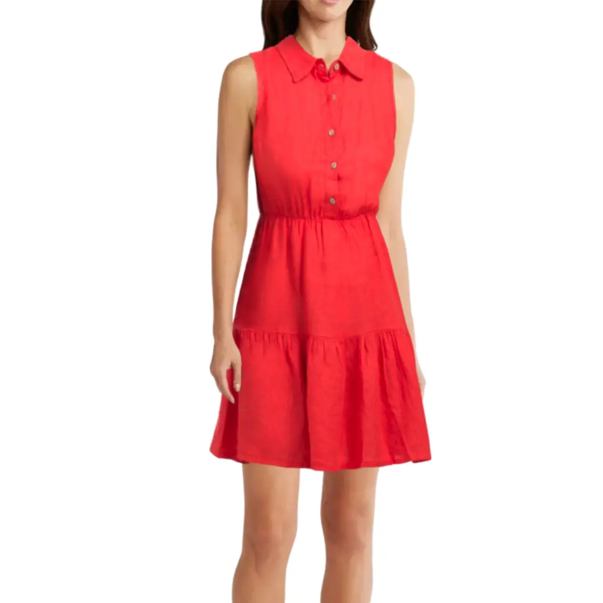 Le Ragazze Women's 100% Linen Tiered Made In Italy Mini Dress 2