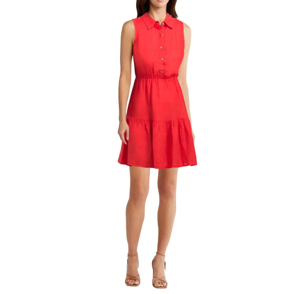 Le Ragazze Women's 100% Linen Tiered Made In Italy Mini Dress 1