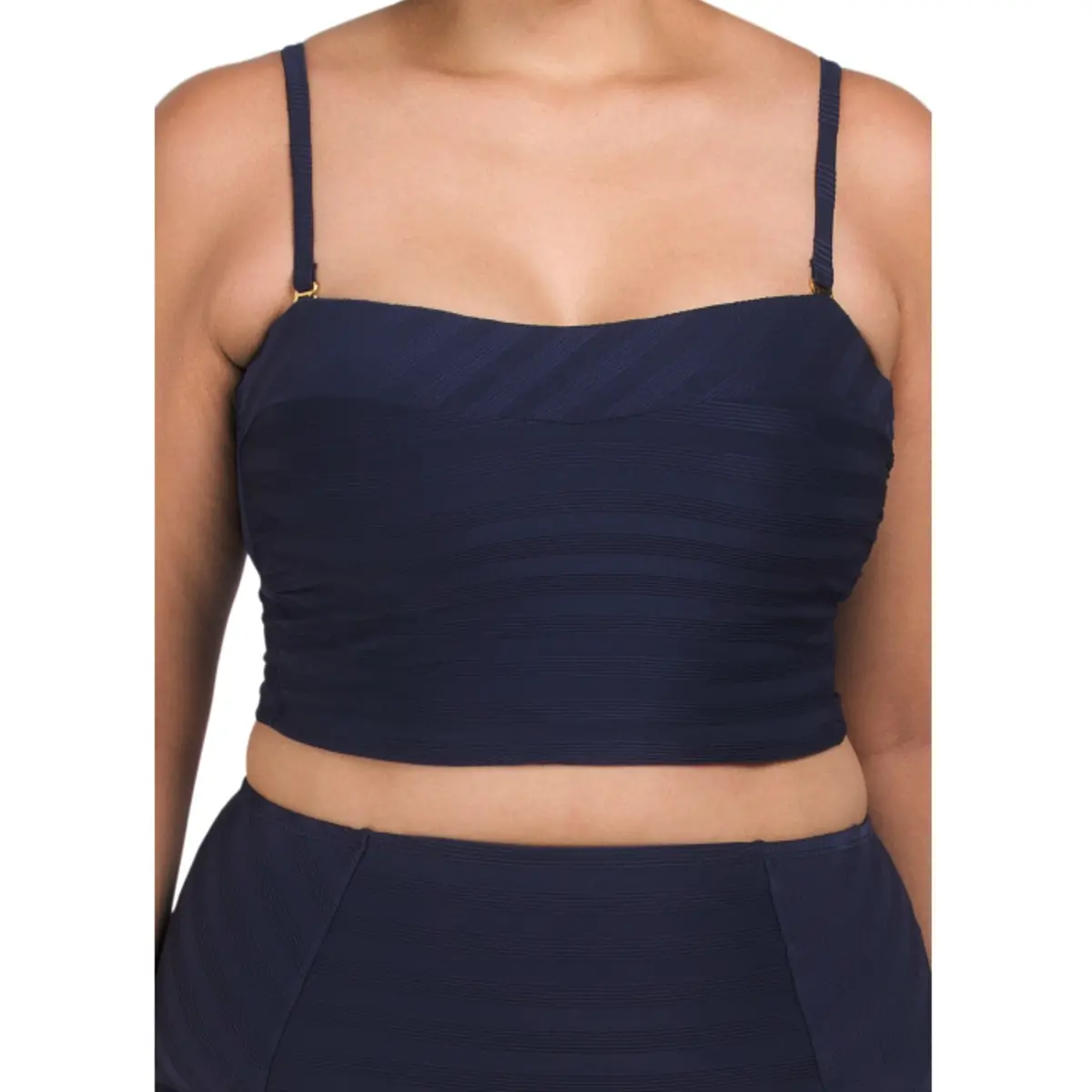 La Blanca Women's Plus Linea Costa Textured Removable Strap Swim Bandeau Top 1