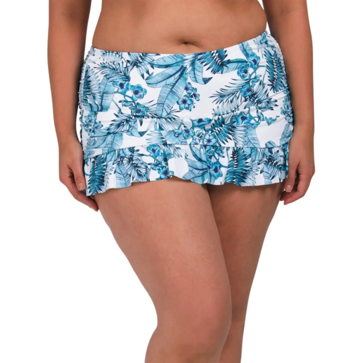 La Blanca Women's Plus Tranquilty Tropical Print Ruffle Hem Swim Skirt 1