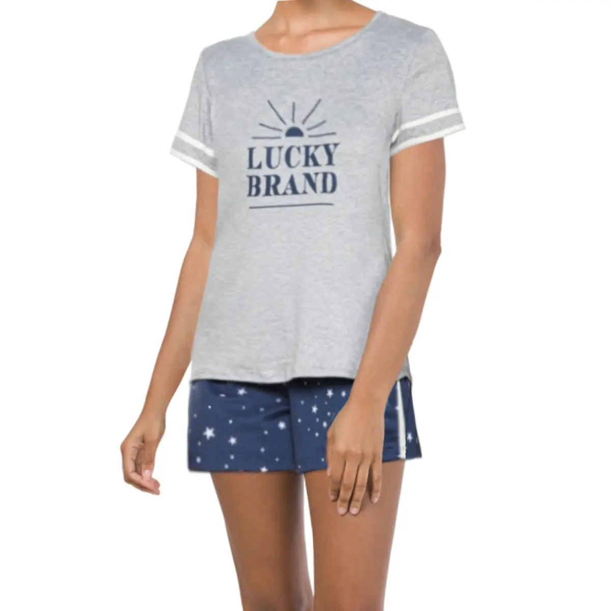 Lucky Brand Women's 2-Pc Ultra Soft Stars T-Shirt And Shorts Lounge Pj Set 1