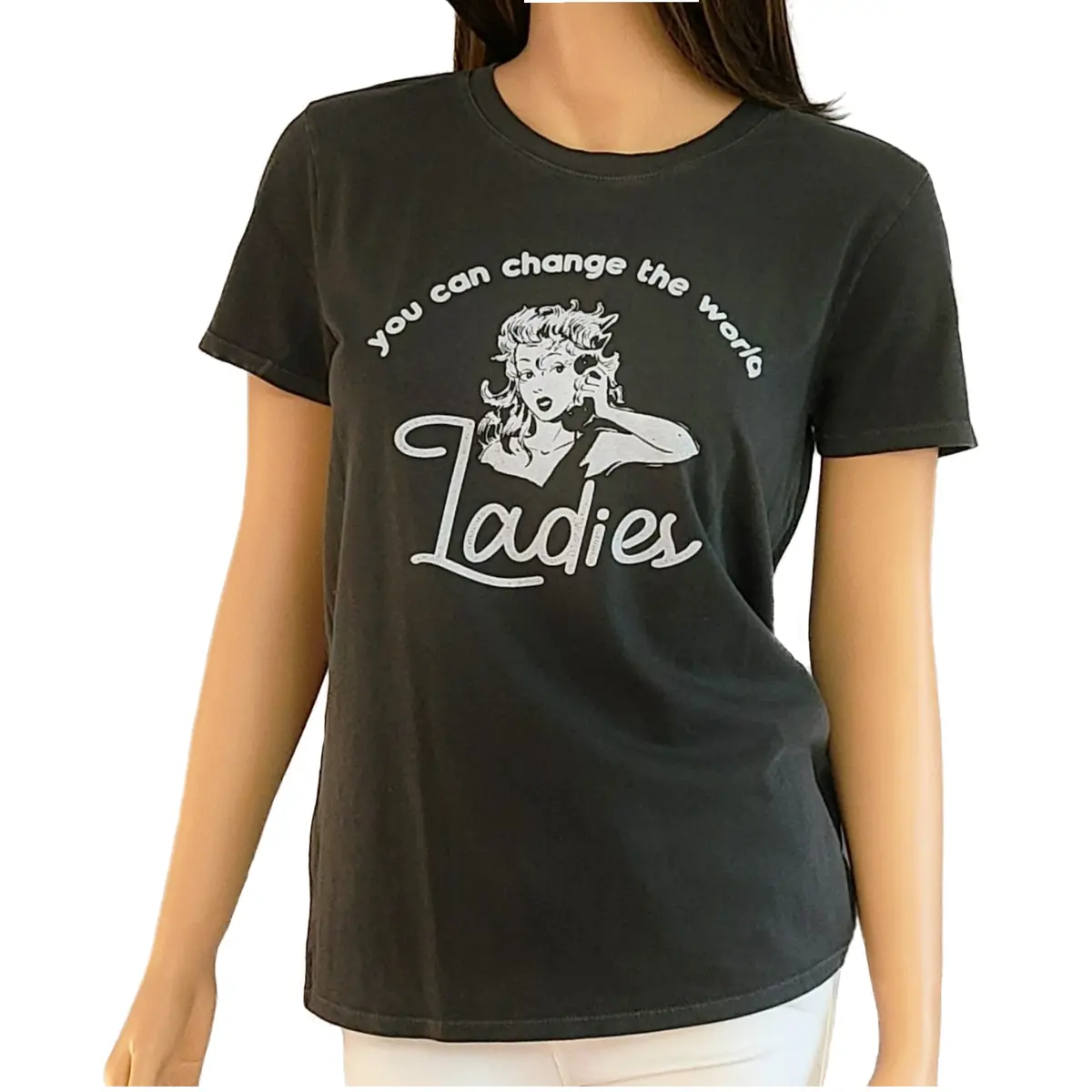 Lucky Brand You Can Change The World Graphic Print Soft Cotton T-Shirt Top 1