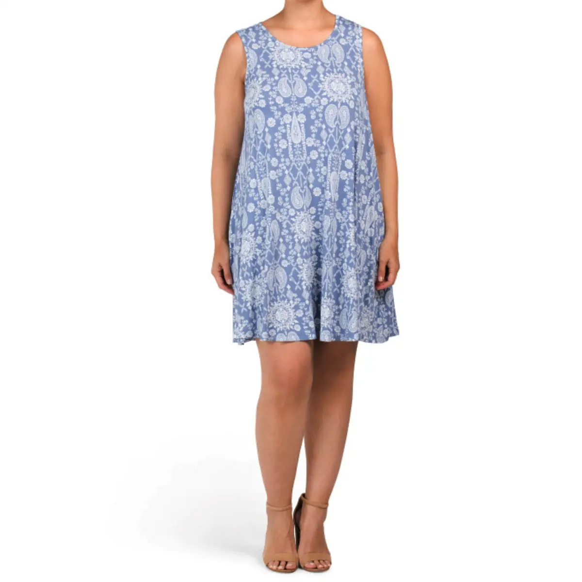 Lucky Brand Women's Plus Paisley Print Sleeveless Swing Mini Dress 1
