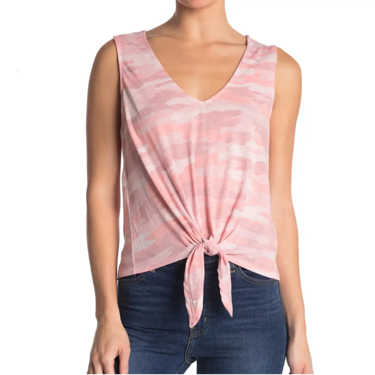 Lucky Brand Ultra Soft Cotton Front Tie Camo Tank Top 1