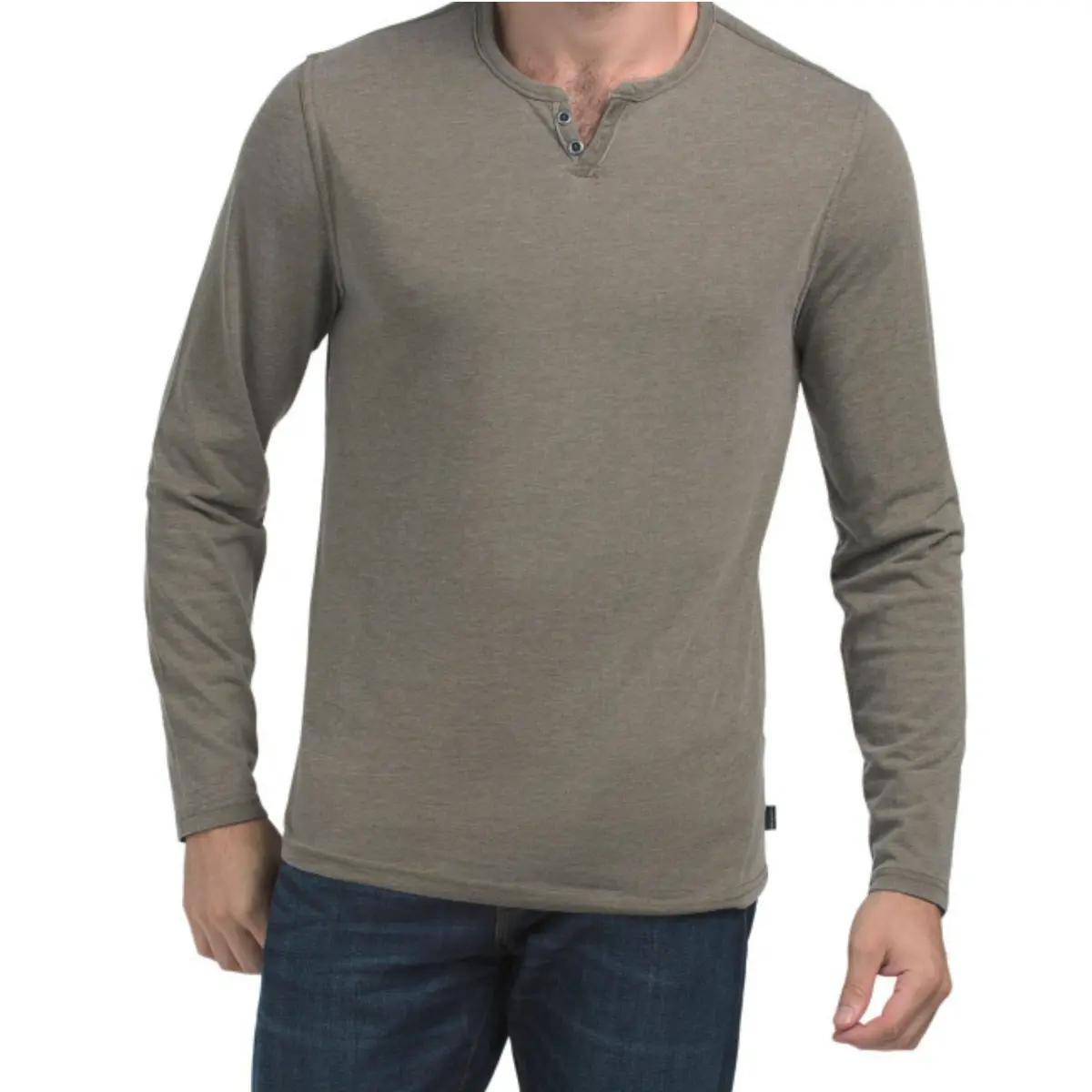 Lucky Brand Men's Venice Burnout 2 Button Long Sleeve Tee Top 1