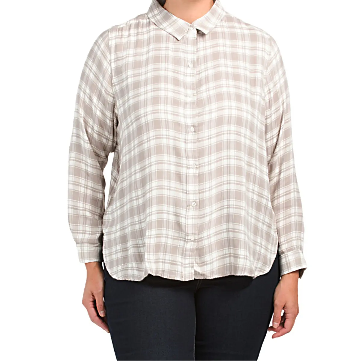 Lucky Brand Women's Plus Classic Collar Plaid Button Down Shirt 1