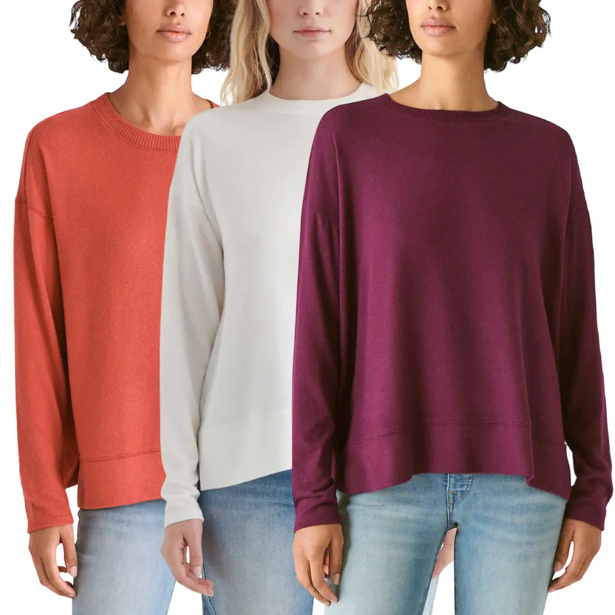 Lucky Brand Women's Super Soft Cloud Jersey Lightweight Sweater Cozy Crewneck Top 1