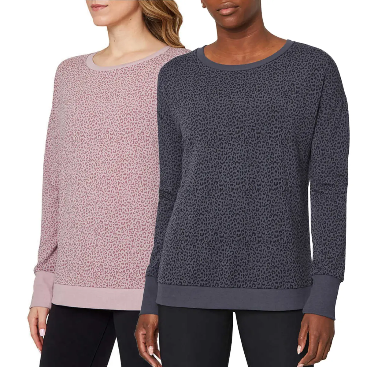 Mondetta Women's Leopard Print Soft Moisture Wicking Relaxed Fit Sweatshirt Top 1