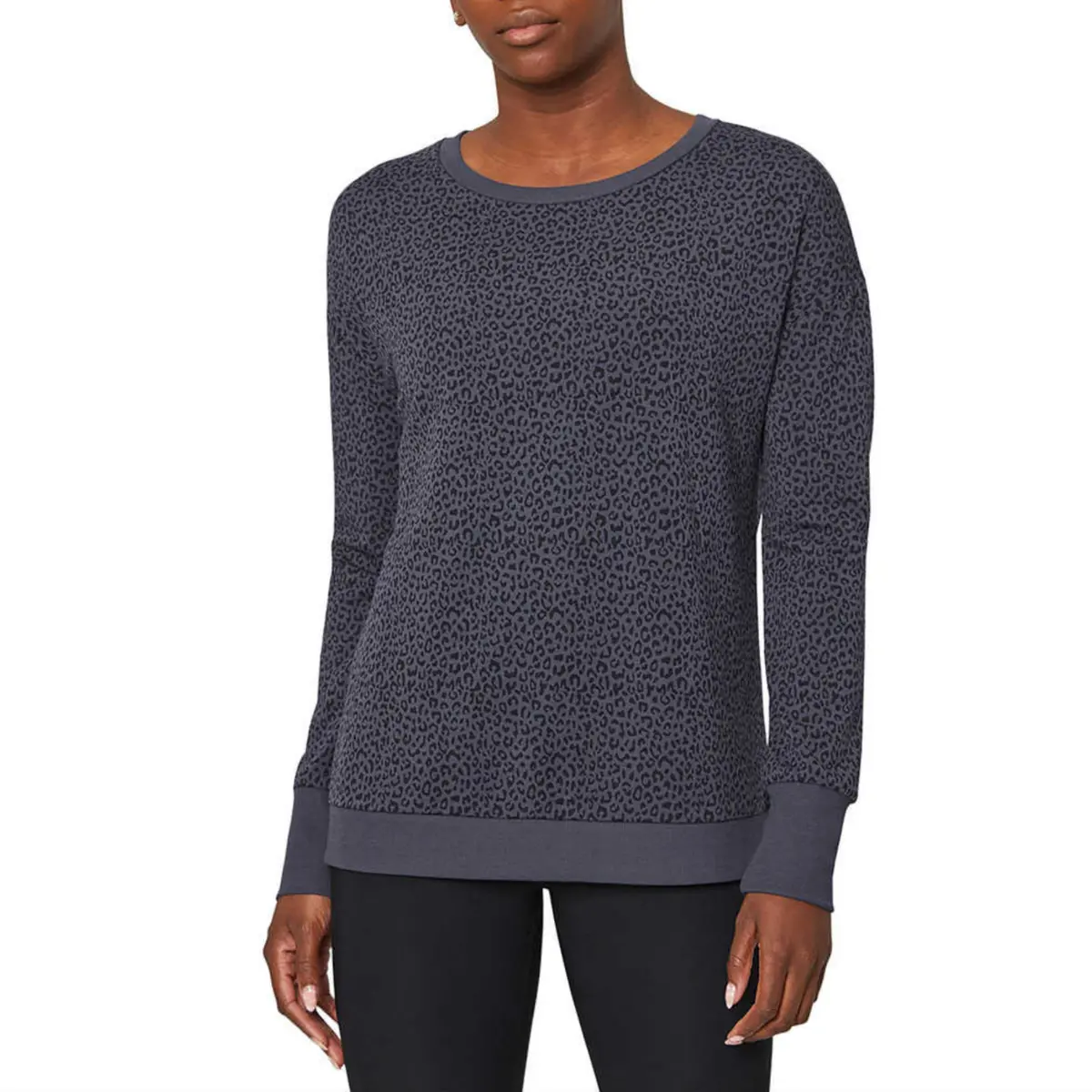 Mondetta Women's Leopard Print Soft Moisture Wicking Relaxed Fit Sweatshirt Top 1