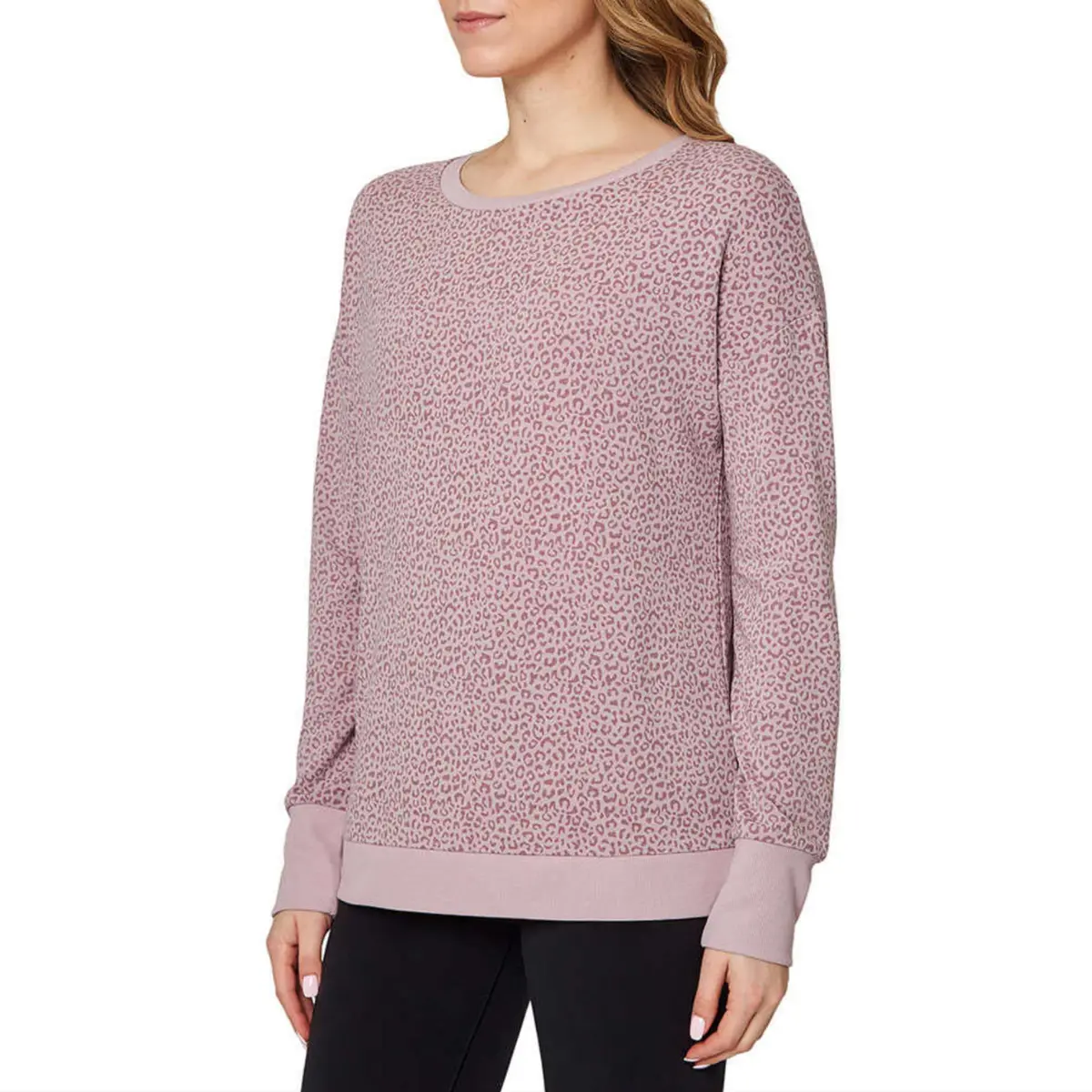 Mondetta Women's Leopard Print Soft Moisture Wicking Relaxed Fit Sweatshirt Top 1