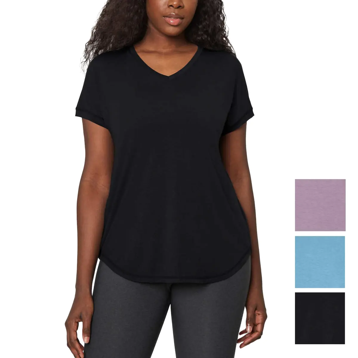 Mondetta Soft Moisture Wicking Dropped Shoulder V-Neck T-Shirt 1
