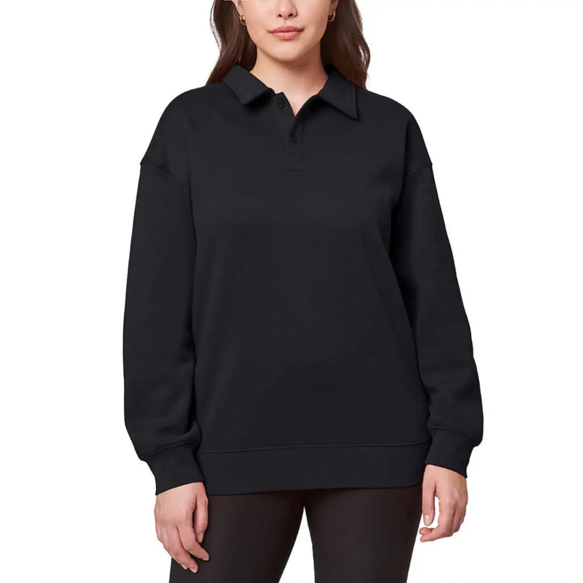 Mondetta Women's Collared Relaxed Fit Soft Fleece Sweatshirt Pullover Top 1