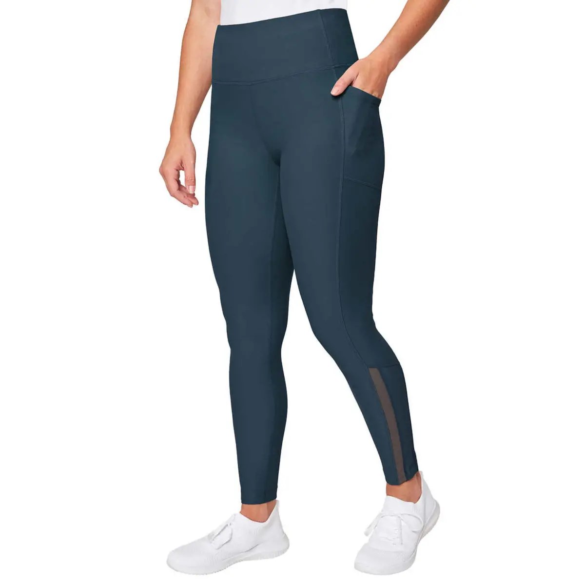 Mondetta Women's High Rise Side Pockets Mesh Cut Out Active Tight Moisture Wicking Leggings 1