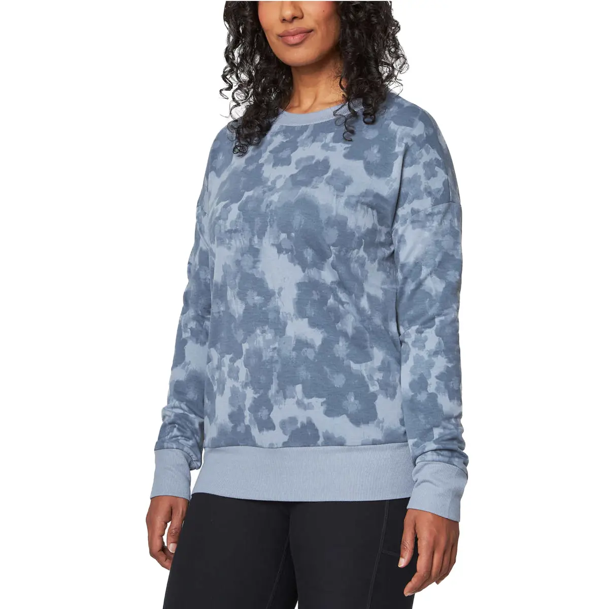 Mondetta Women's Floral Print Eco Soft Lightweight Casual Active Sweatshirt Top 1