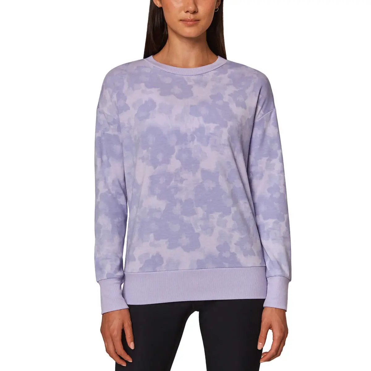 Mondetta Women's Floral Print Eco Soft Lightweight Casual Active Sweatshirt Top 1