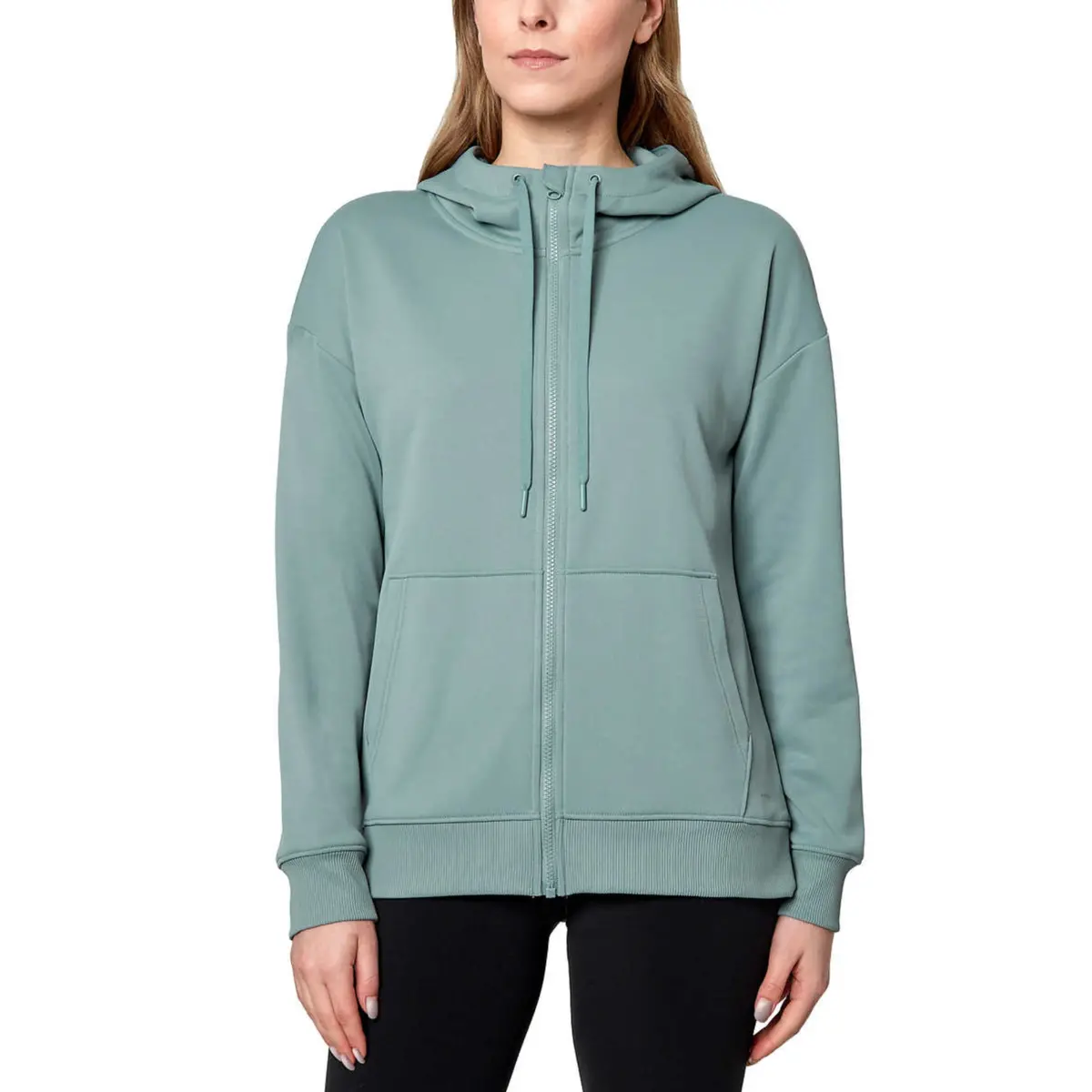 Mondetta Women's Plus Performance Kangaroo Pocket Moisture Wicking Full Zip Hoodie 1