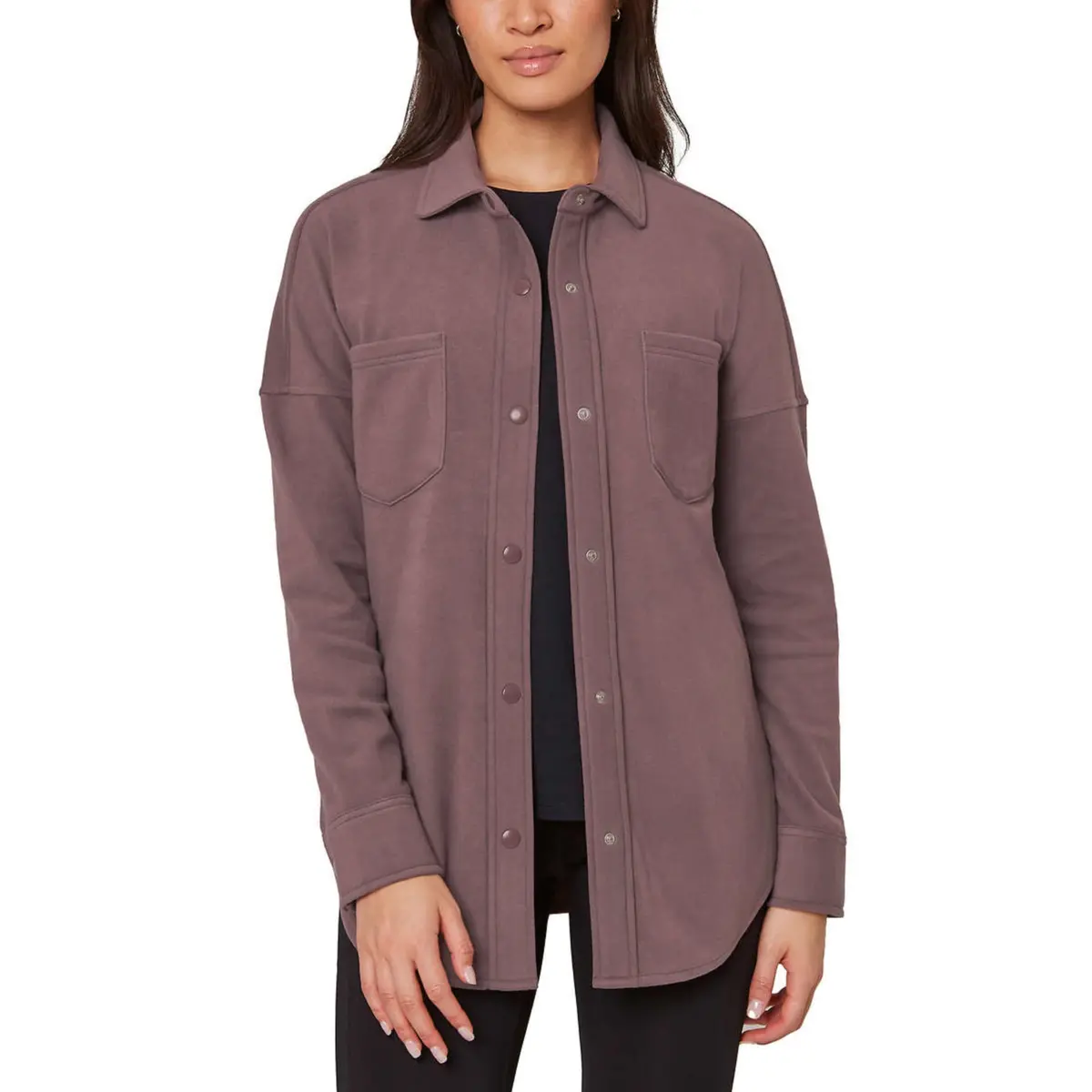 Mondetta Women's Soft Plush Cozy Moisture Wicking Snap Button Up Shirt 1
