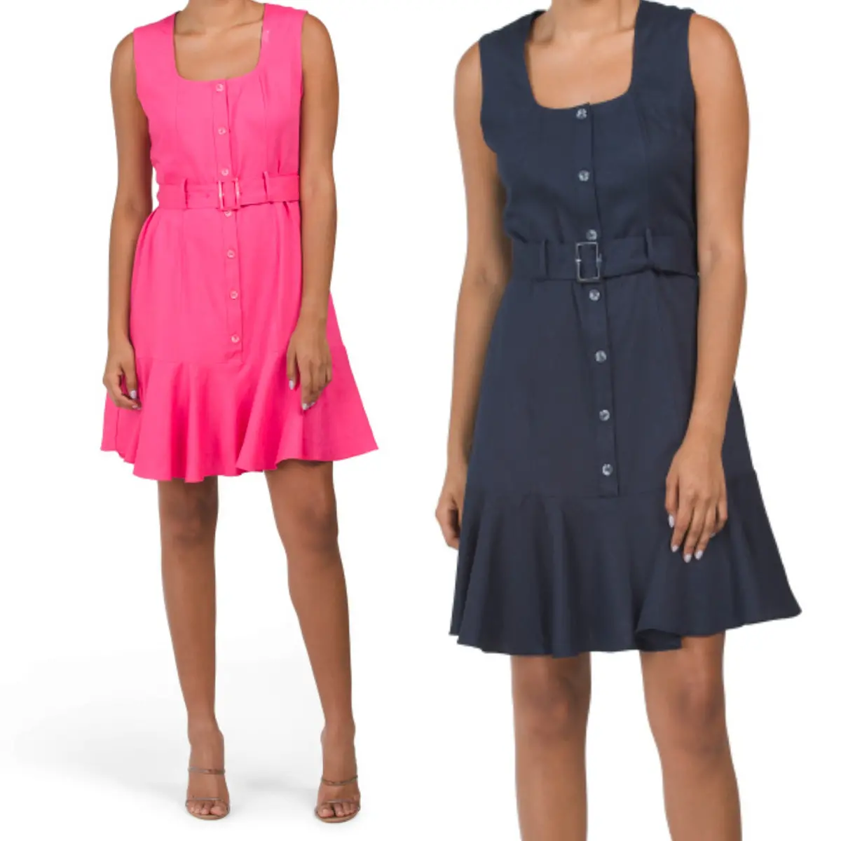 Nanette Lepore Linen Sleeveless Ruffle Hem Belted Mini Dress 1