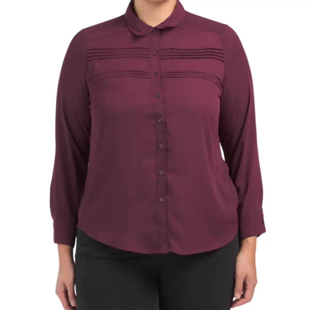 Nanette Lepore Women's Plus Pintuck Detail Blouse Button Front Shirt 1
