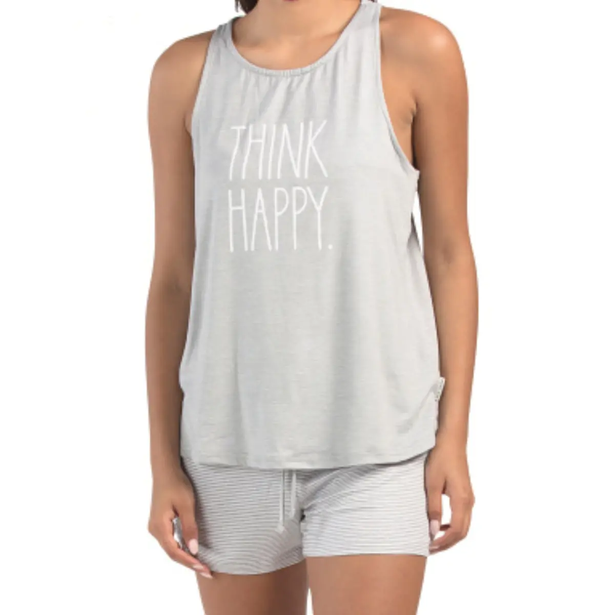 Rae Dunn Women's 2-Piece Ultra Soft Think Happy Graphic Print Pajama Set 1