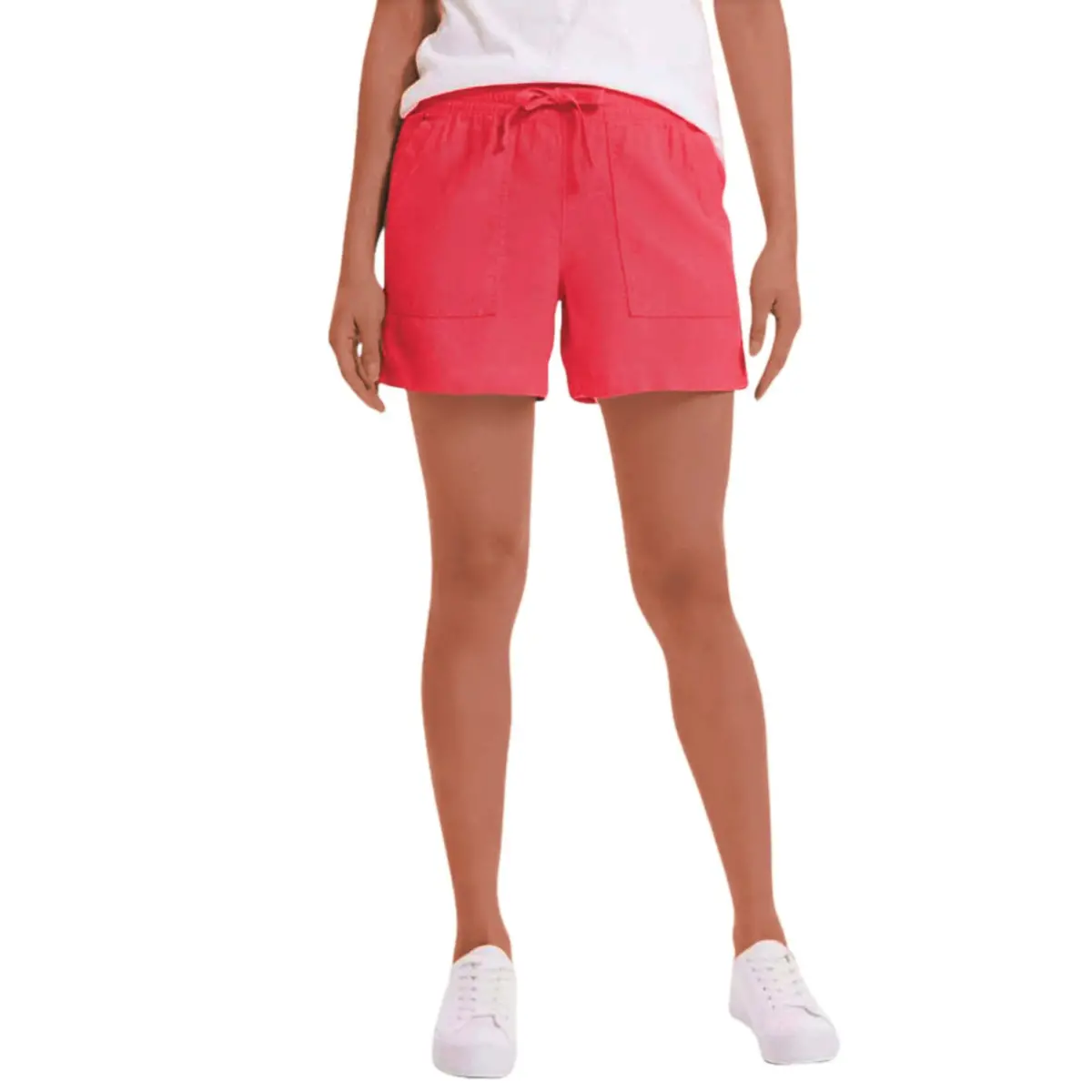 Nautica Women's Linen Blend Side Pockets Elastic Drawstring Casual Shorts 1