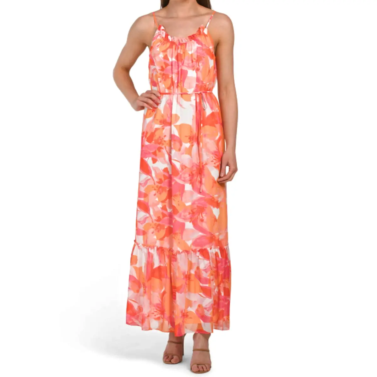 Nicole Miller Women's Floral Print Chiffon Tiered Maxi Dress 1