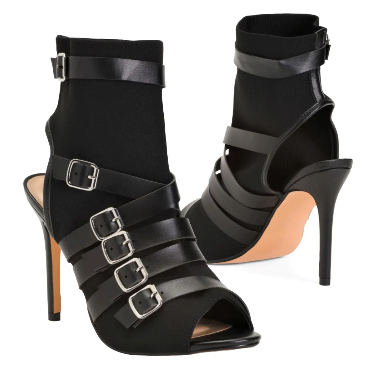 Nicole Miller Women's Peep Toe High Heels Buckled Straps Cutout Summer Ankle Booties 1