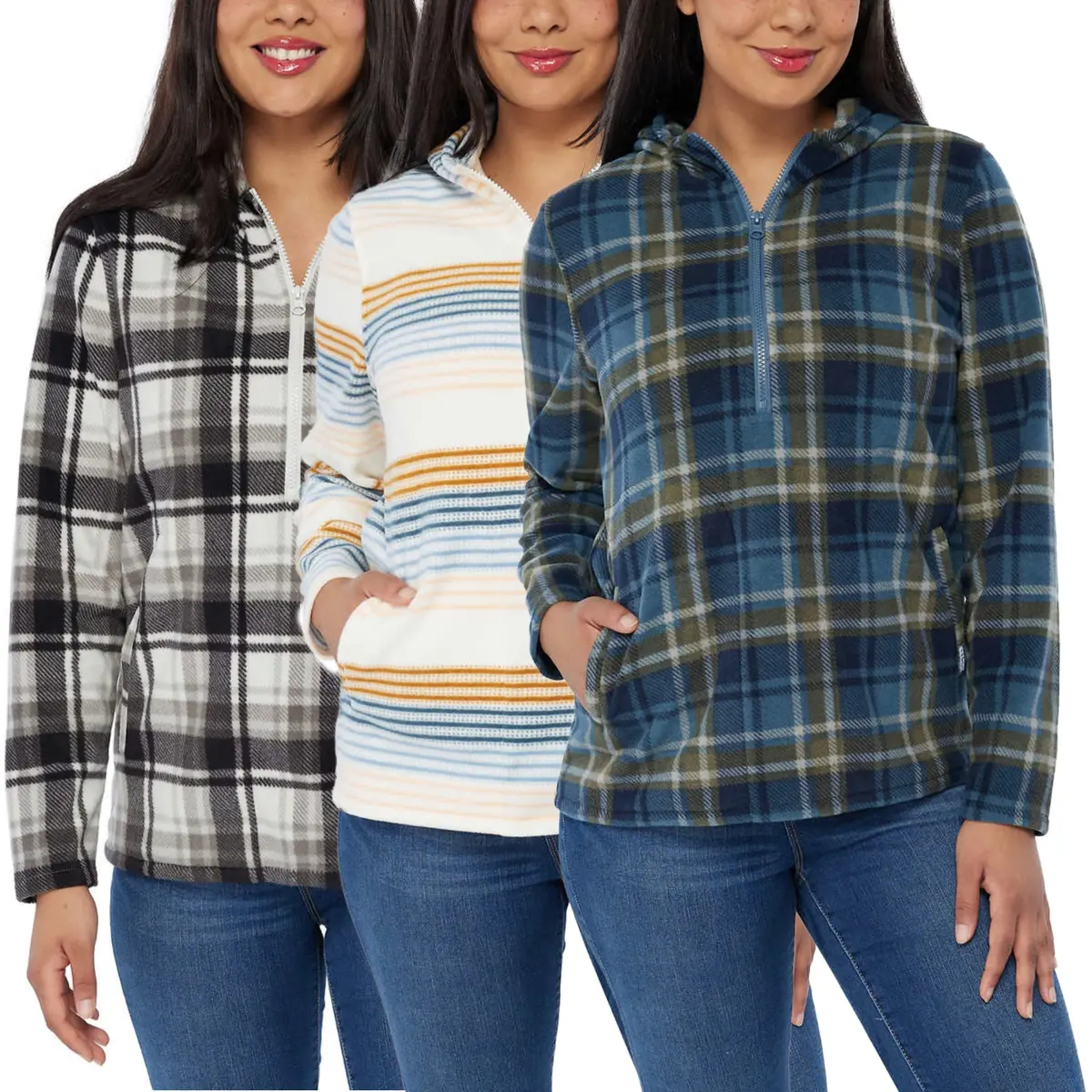 O'neill Women's Half Zip Soft Brushed Fleece Front Pockets Polar Hoodie 1