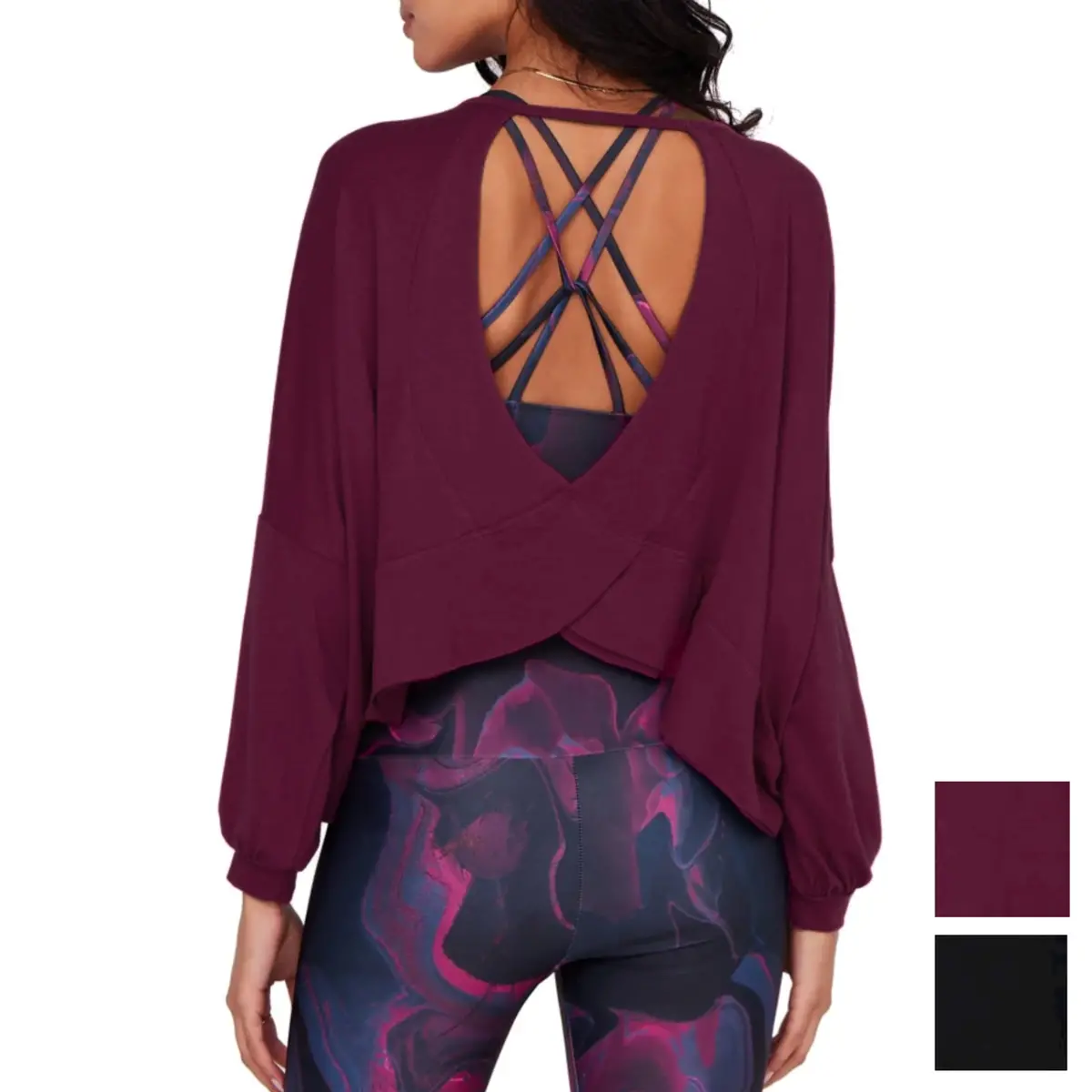 Onzie Women's Om Long Sleeve Cutout Back Yoga Top 1
