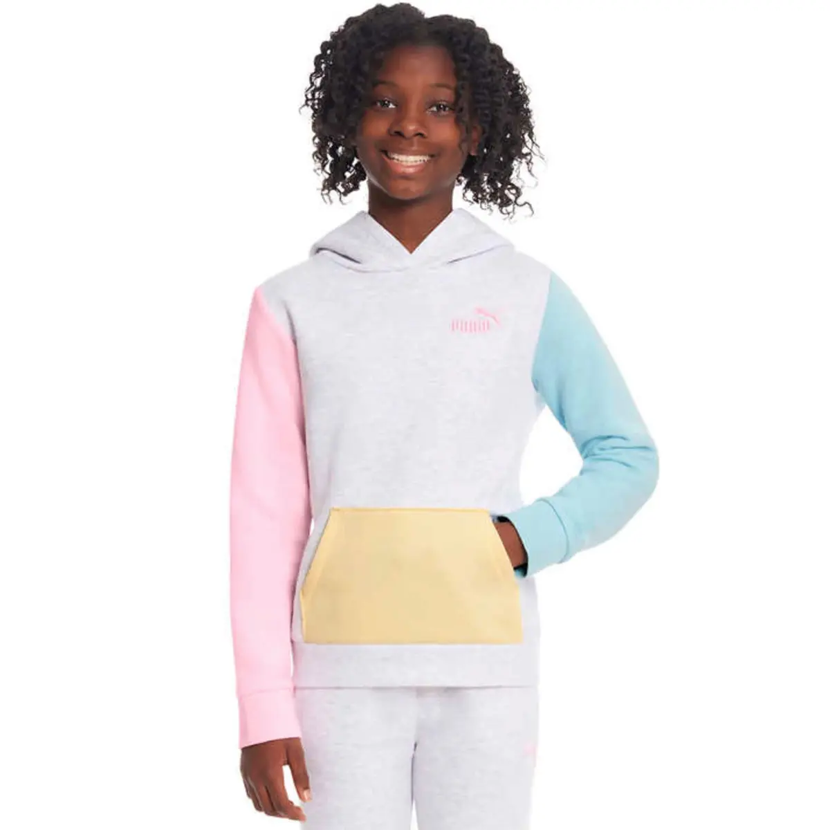 Puma Big Girl's Youth Fleece Casual Sweatshirt Kangaroo Pocket Active Hoodie 1
