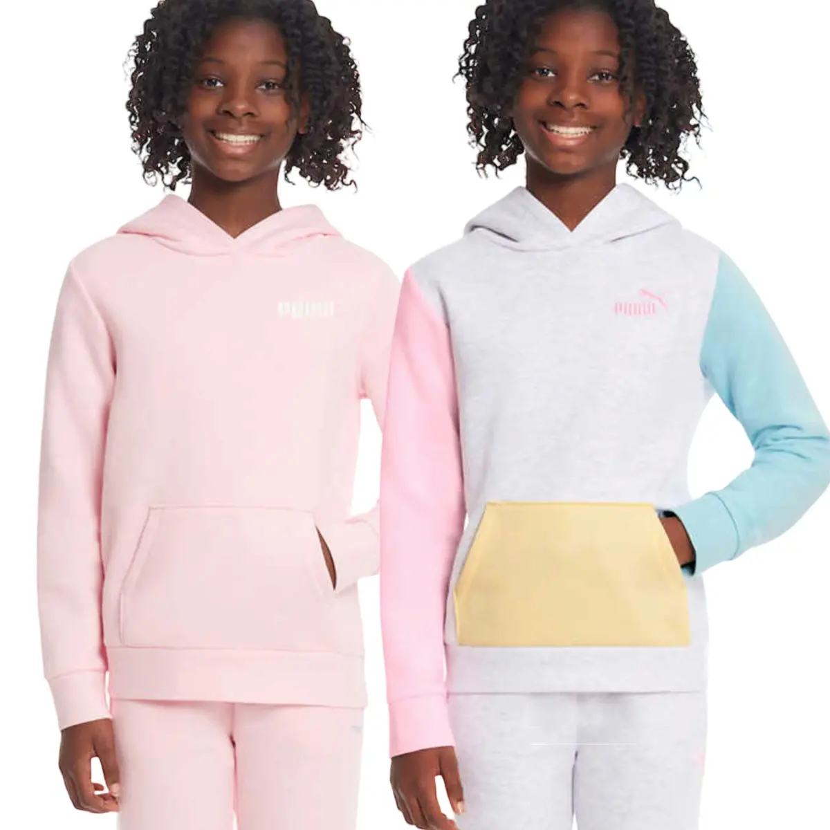 Puma Big Girl's Youth Fleece Casual Sweatshirt Kangaroo Pocket Active Hoodie 1