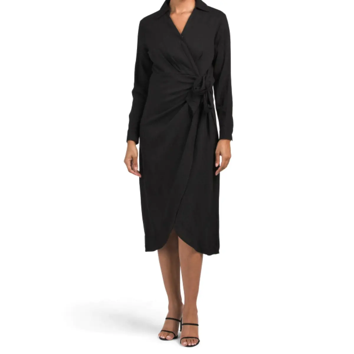 Rachel Zoe Linen Blend Collared Wrap Style Midi Dress 1