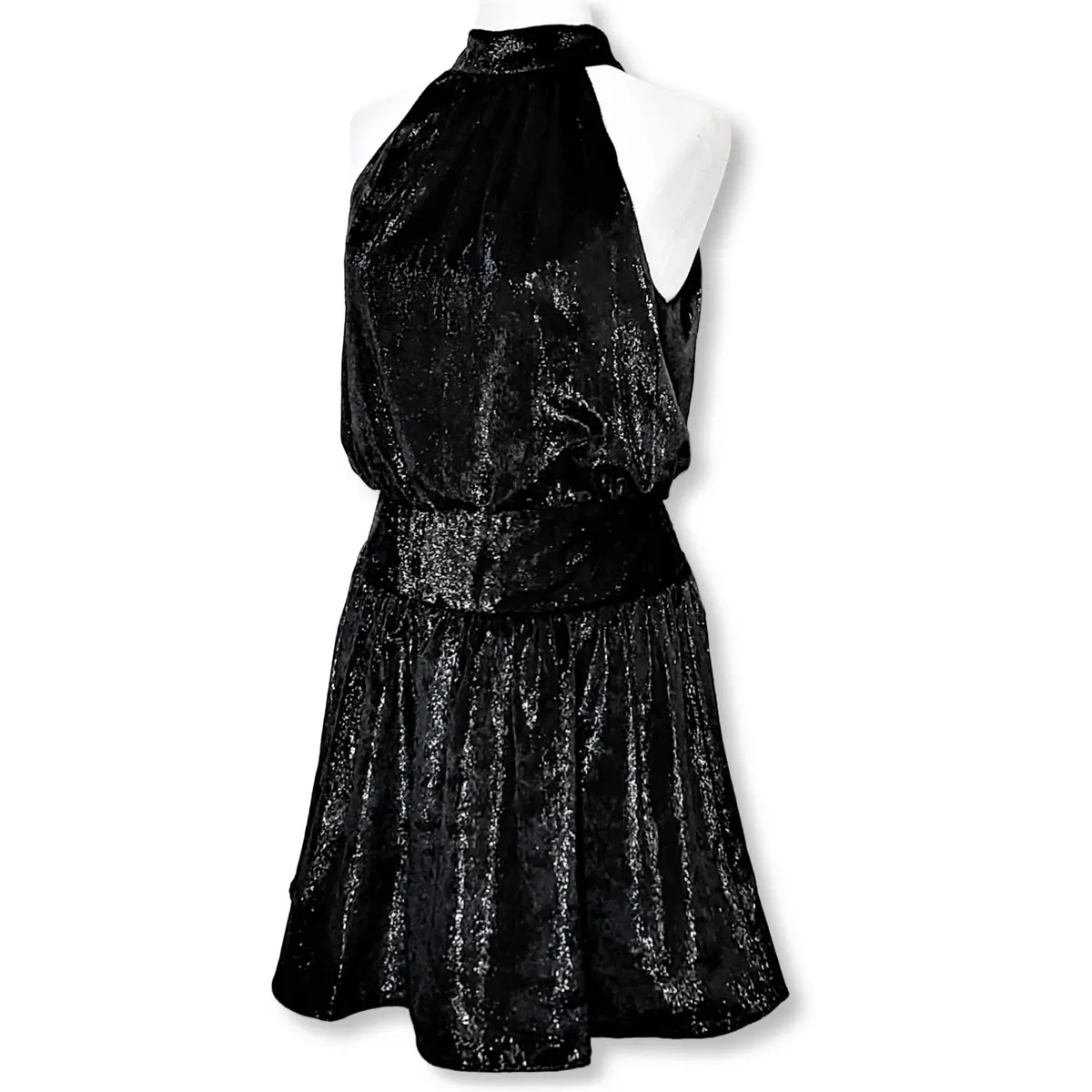 Ramy Brook Women's Ellin Shimmer Velvet Halter Party Cocktail Mini Dress 3