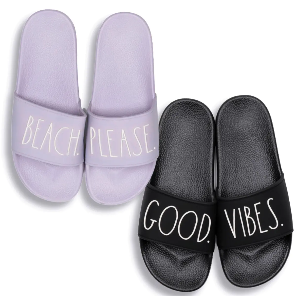 Rae Dunn Women's Good Vibes, Beach Please Slip On Casual Slide Sandals 1