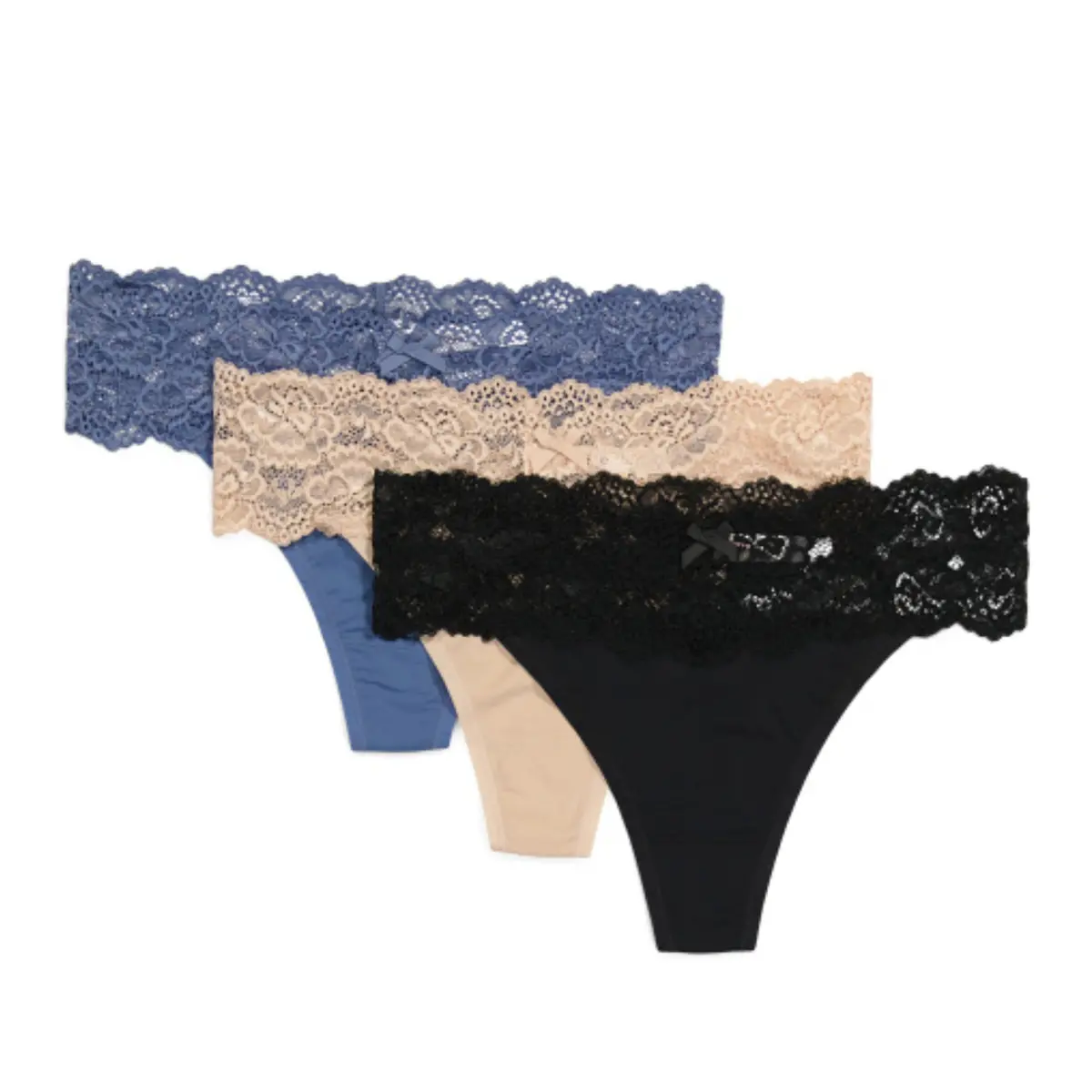 Skarlett Blue Women's 3-Pack Goddess Lace Trim Thong 1