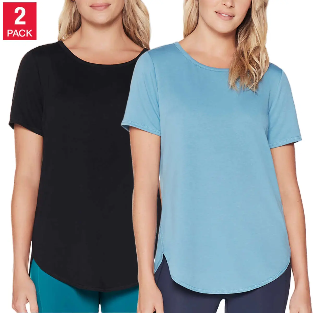 Skechers Women's 2-Pack Lightweight Tee Soft Active Casual Tunic T-Shirt 4