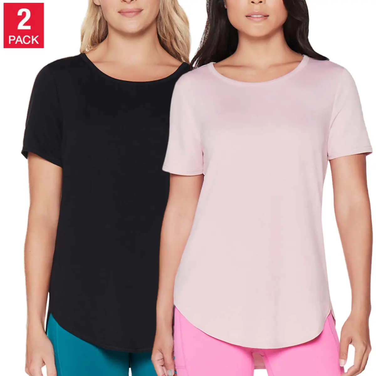 Skechers Women's 2-Pack Lightweight Tee Soft Active Casual Tunic T-Shirt 1