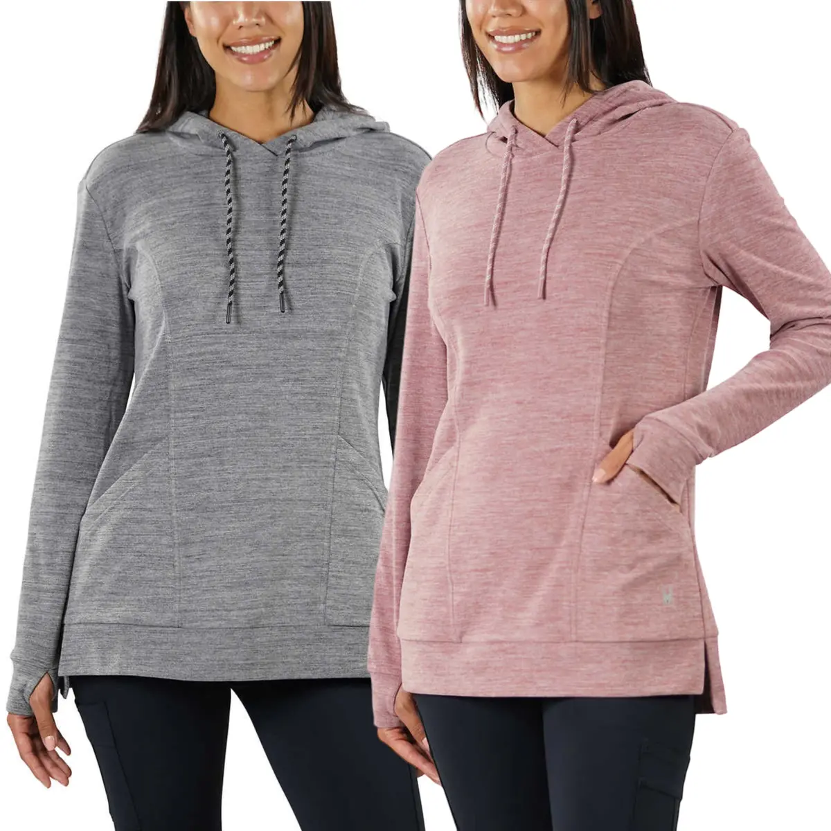 Spyder Women's Moister Wicking Brushed Fabric Active Top Thumb Holes Tunic Length Hoodie 1