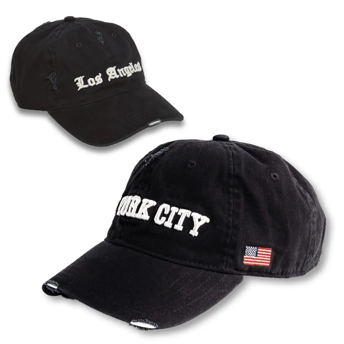 Steve Madden Men's Distressed Ny / La Dad Embroidery Baseball Cap 1