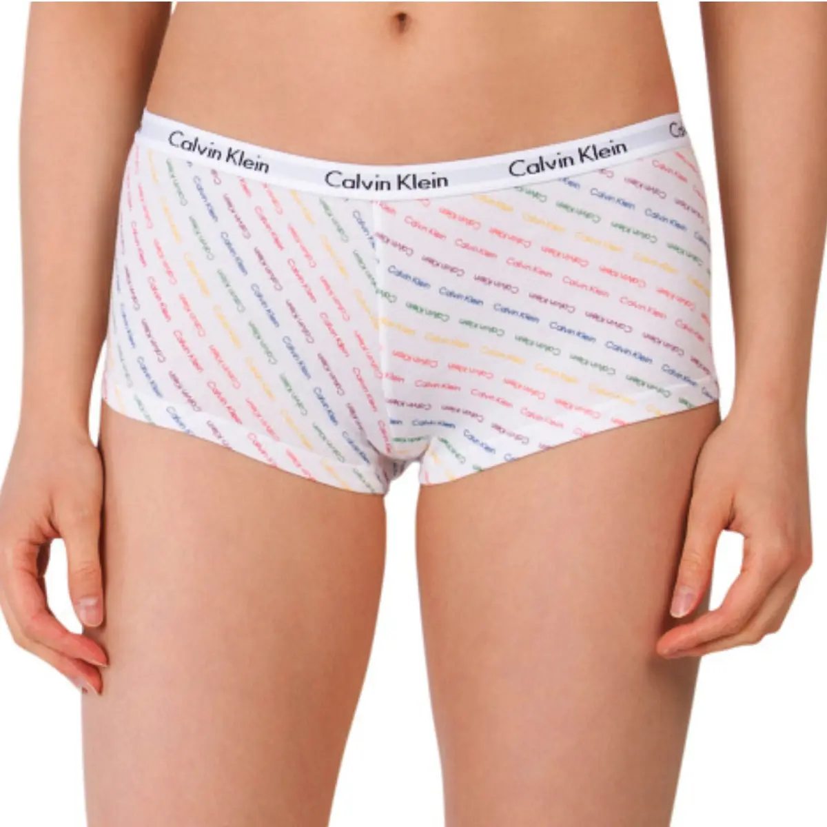 Calvin Klein Women's Rainbow Logo Print Soft Cotton Boyshort Panties 1