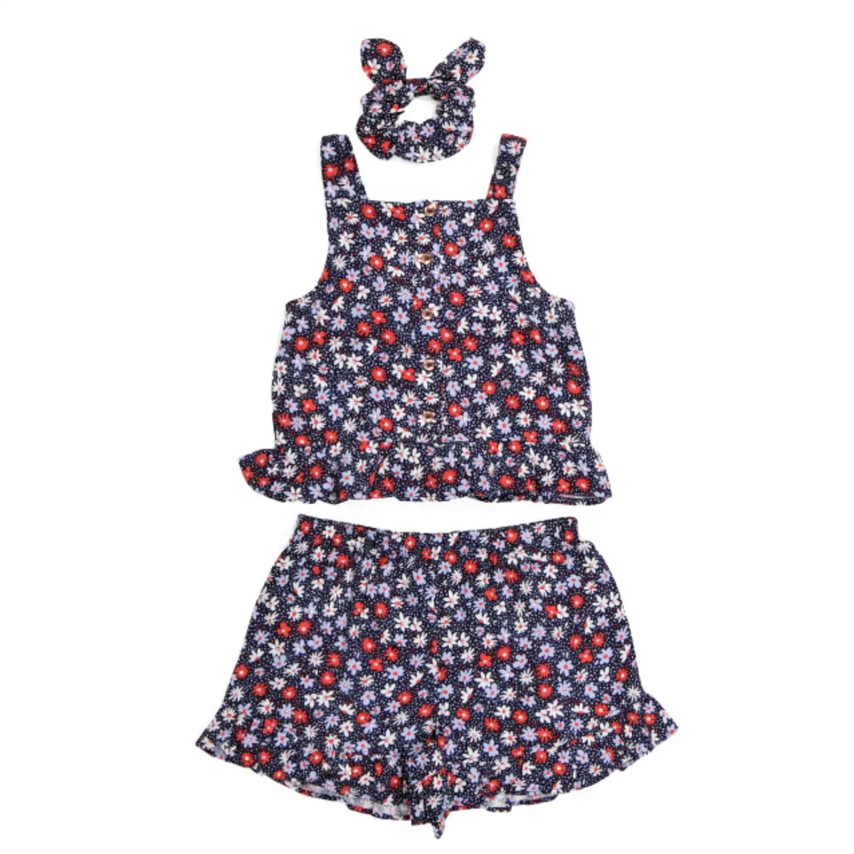 Vince Camuto Little Girl 2-Piece Floral Print Ruffle Trim Shorts And Tank Set 1