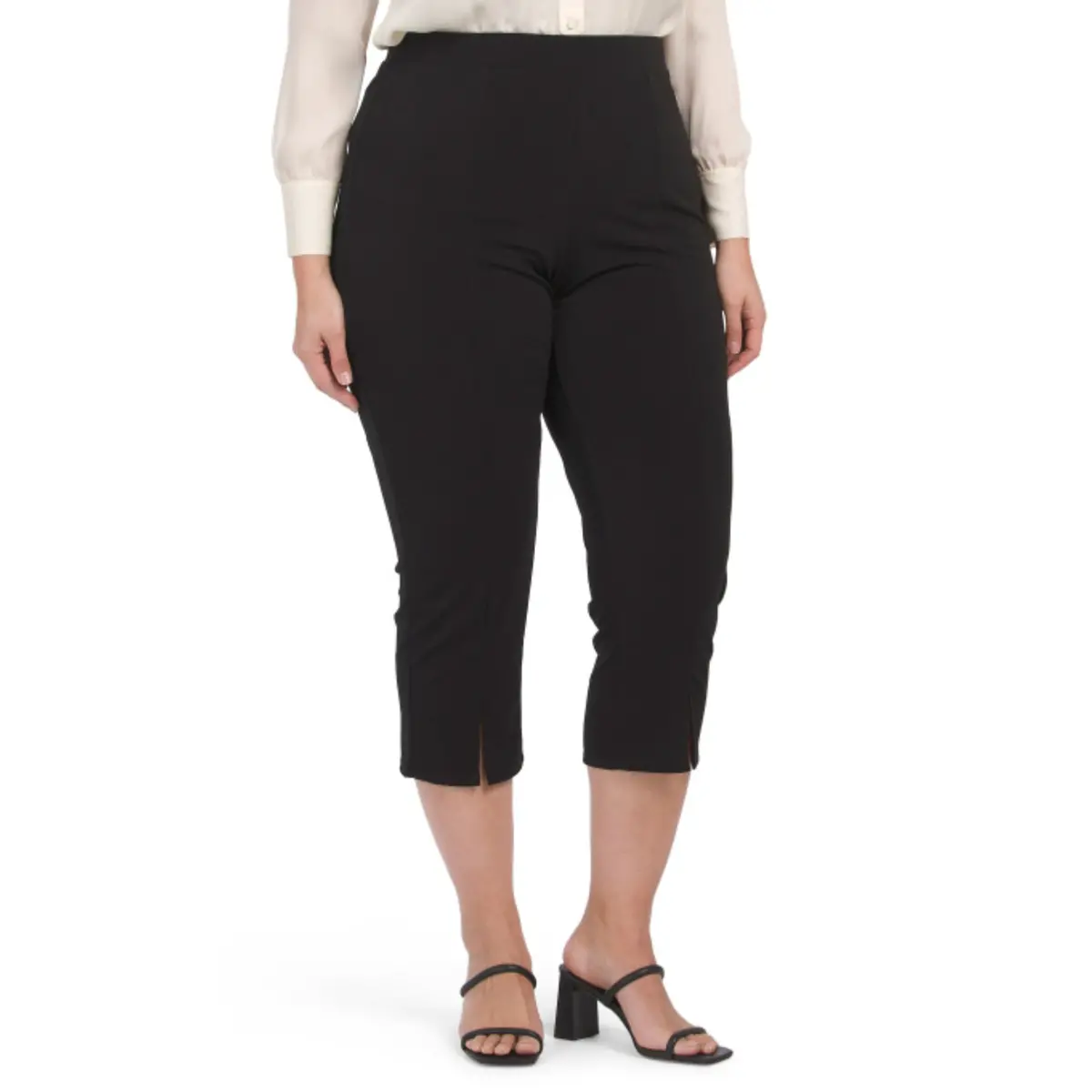 Vince Camuto Women's Plus High Rise Split Cuffs Pull On Career Crop Pants 1