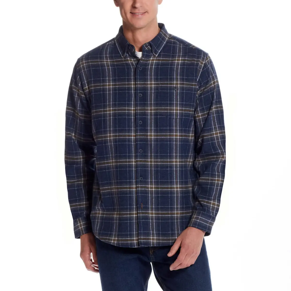 Weatherproof Vintage Men’S Cotton Blend Brushed Flannel Button Down Plaid Shirt 1